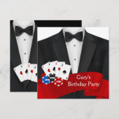 Verjaardagsfeestje voor mannenpoker kaart (Voorkant / Achterkant)