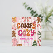 Verjaardagsfeestje voor meisjes in kerstpyjama  kaart (Staand voorkant)