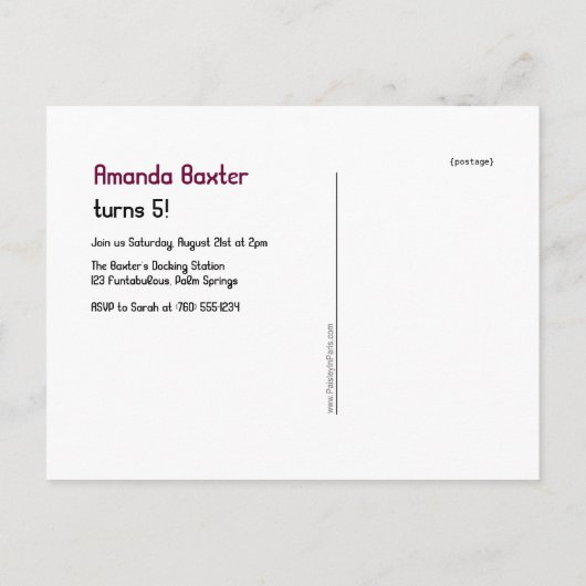 Verjaardagsfeestje voor meisjes met robots, Briefk Uitnodiging Briefkaart (Achterkant)