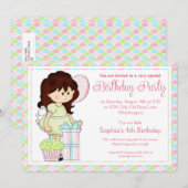 Verjaardagsfeestje voor meisjes Nodig meisje d1 ui Kaart (Voorkant / Achterkant)