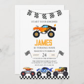 Verjaardagsfeestje voor moderne kinderen met monst kaart (Voorkant / Achterkant)