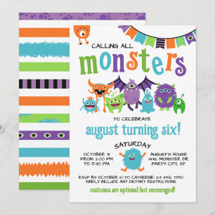 Verjaardagsfeestje voor Monster Jongen Halloween Kaart