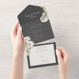 Verjaardagsfeestje voor Orchids Vrouw All In One Uitnodiging