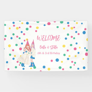 Verjaardagsfeestje voor Pastel Zusters Spandoek