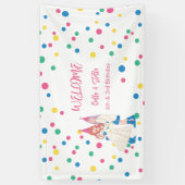 Verjaardagsfeestje voor Pastel Zusters Spandoek (Verticaal)