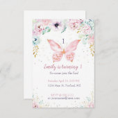 verjaardagsfeestje voor pastflorale en vlindervlie kaart (Voorkant / Achterkant)