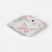 verjaardagsfeestje voor pastflorale en vlindervlie papieren bordje (Gebogen)