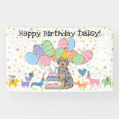 Verjaardagsfeestje voor Phantom Blue Merle Aussied Spandoek (Horizontaal)