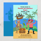 verjaardagsfeestje voor piraten en schatten kaart (Voorkant / Achterkant)