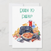 Verjaardagsfeestje voor Pizza & Gaming Boy Kaart (Voorkant)