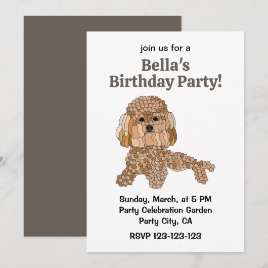 Verjaardagsfeestje voor Poodle Hond Kaart (Voorkant / Achterkant)