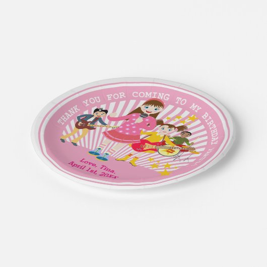 verjaardagsfeestje voor pop ster papieren bordje (Gekanteld)