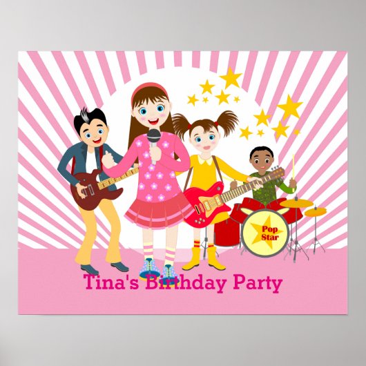 verjaardagsfeestje voor pop ster poster (Voorkant)