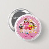 verjaardagsfeestje voor pop ster ronde button 5,7 cm (Voorkant /achterkant)