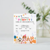 Verjaardagsfeestje Voor Puppies Puppy Paw-ty Uitno Briefkaart (Staand voorkant)