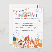 Verjaardagsfeestje Voor Puppies Puppy Paw-ty Uitno Briefkaart (Voorkant / Achterkant)