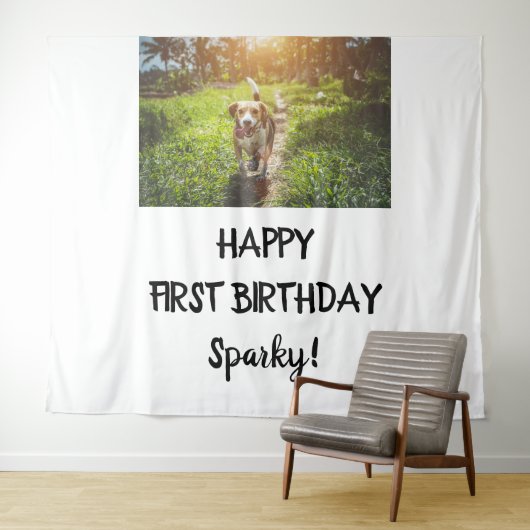 Verjaardagsfeestje voor puppyhond Fotohokje achter Wandkleed (In Situ (horizontaal))