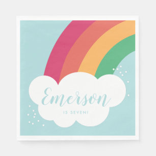 Verjaardagsfeestje voor regenboogwolk kinderen servet