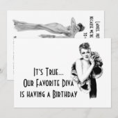 Verjaardagsfeestje voor retro-diva's kaart (Voorkant / Achterkant)