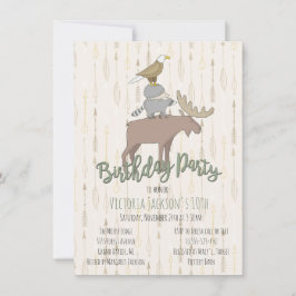 Verjaardagsfeestje voor rustieke bosdieren kaart