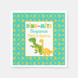 Verjaardagsfeestje voor schattige dinosaurusjongen servet