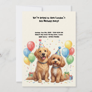 Verjaardagsfeestje voor schattige honden kaart