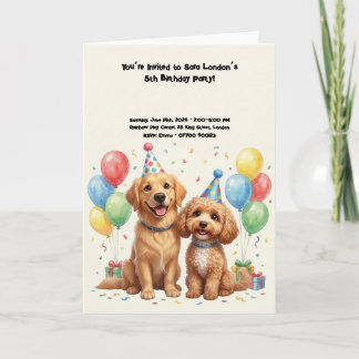 Verjaardagsfeestje voor schattige honden kaart