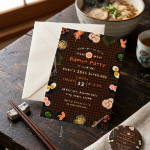 Verjaardagsfeestje voor schattige Japanse Ramen No Kaart