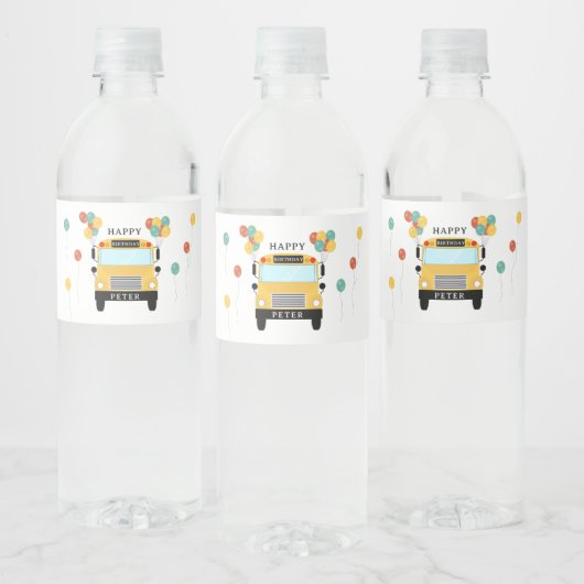 Verjaardagsfeestje voor schoolbuskinderen waterfles etiket (Flessen)