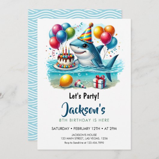 Verjaardagsfeestje voor Shark Boy Kaart (Voorkant / Achterkant)