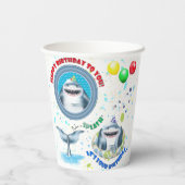 Verjaardagsfeestje voor Shark Kids Papieren Bekers (Achterkant)