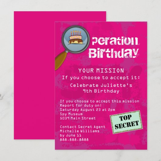 Verjaardagsfeestje voor spion / geheim / speciaal  kaart (Voorkant / Achterkant)