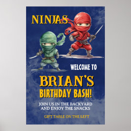 Verjaardagsfeestje voor stiekeme ninja krijgers poster