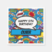 Verjaardagsfeestje voor superheld in stripboekstij servet (Voorkant)