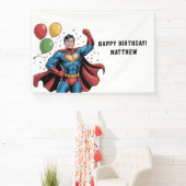 Verjaardagsfeestje voor superheld jongens spandoek (Insitu)