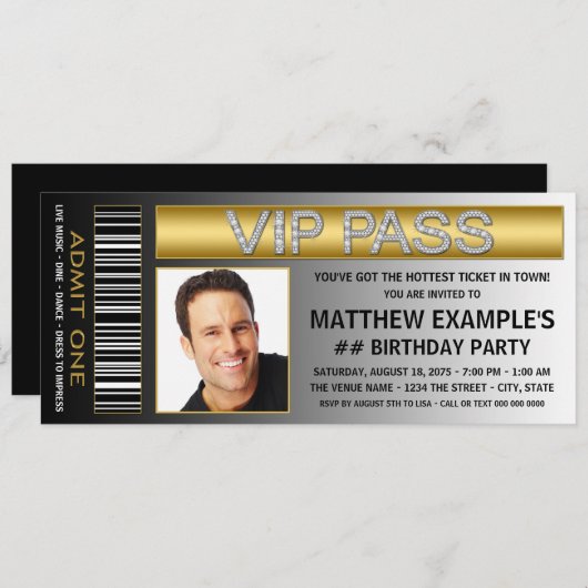 Verjaardagsfeestje voor tickets voor Mans Kaart (Voorkant / Achterkant)