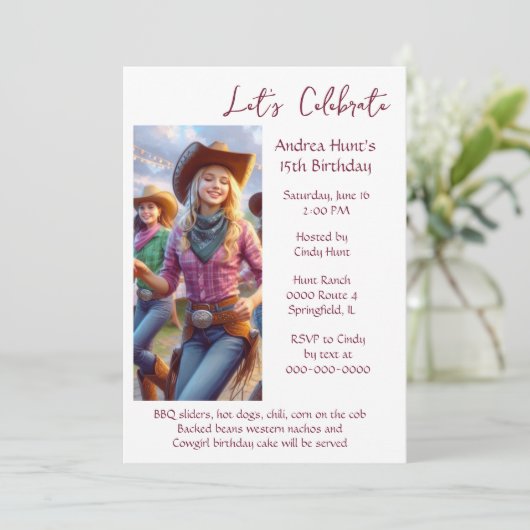 Verjaardagsfeestje voor tiener van 15 jaar kaart (Staand voorkant)
