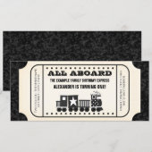 Verjaardagsfeestje voor treinkaartjes kaart (Voorkant / Achterkant)