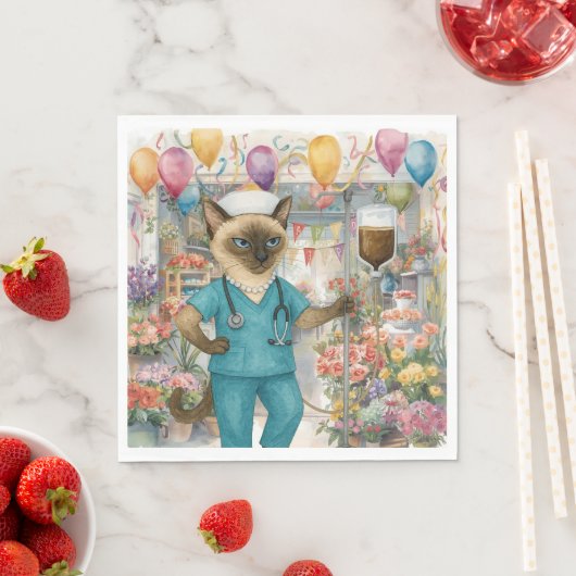 Verjaardagsfeestje voor verpleegkundigen met bloem servet (Insitu)