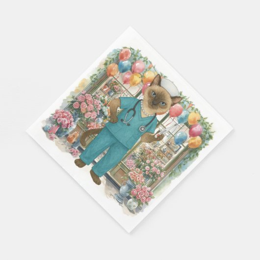 Verjaardagsfeestje voor verpleegkundigen met bloem servet (Hoek)