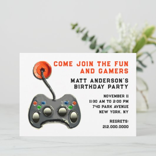 Verjaardagsfeestje voor videogamers kaart (Staand voorkant)