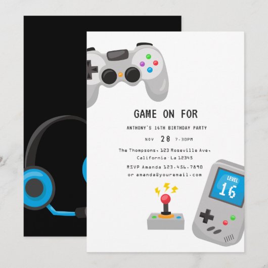 Verjaardagsfeestje voor Videogames Kaart (Voorkant / Achterkant)