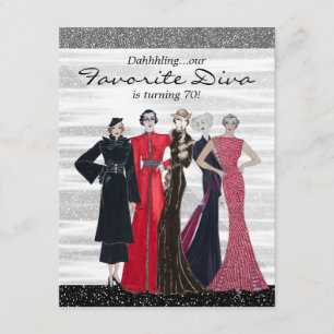 Verjaardagsfeestje voor vintage diva kaart
