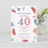 Verjaardagsfeestje voor volwassenen bij het zwemba kaart (Staand voorkant)