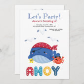 Verjaardagsfeestje voor walvispiraat kaart (Voorkant / Achterkant)