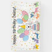 Verjaardagsfeestje voor witte Cockapoo Cavapoo-hon Spandoek (Verticaal)