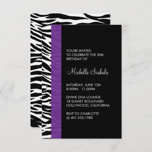 verjaardagsfeestje voor zebra print kaart (Voorkant / Achterkant)