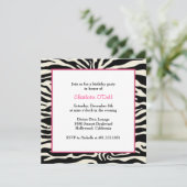 verjaardagsfeestje voor zebra print kaart (Staand voorkant)