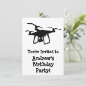 Verjaardagsfeestje voor zwarte en witte drones kaart (Staand voorkant)