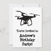 Verjaardagsfeestje voor zwarte en witte drones kaart (Voorkant)